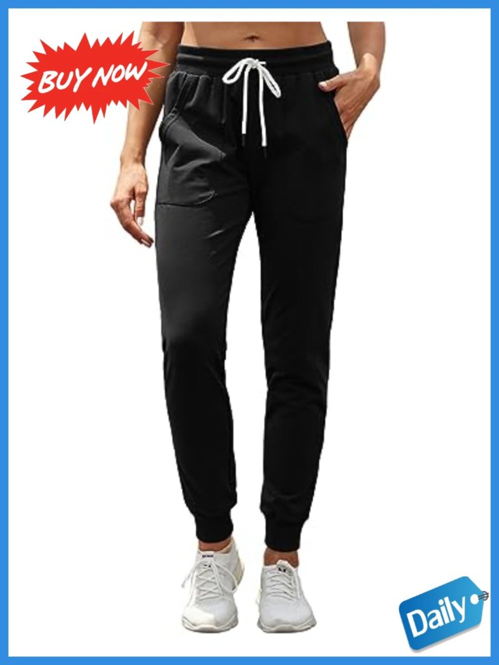 Women's Cotton Sweatpants Tapered Joggers Drawstring Waist Cuffed Ankle
